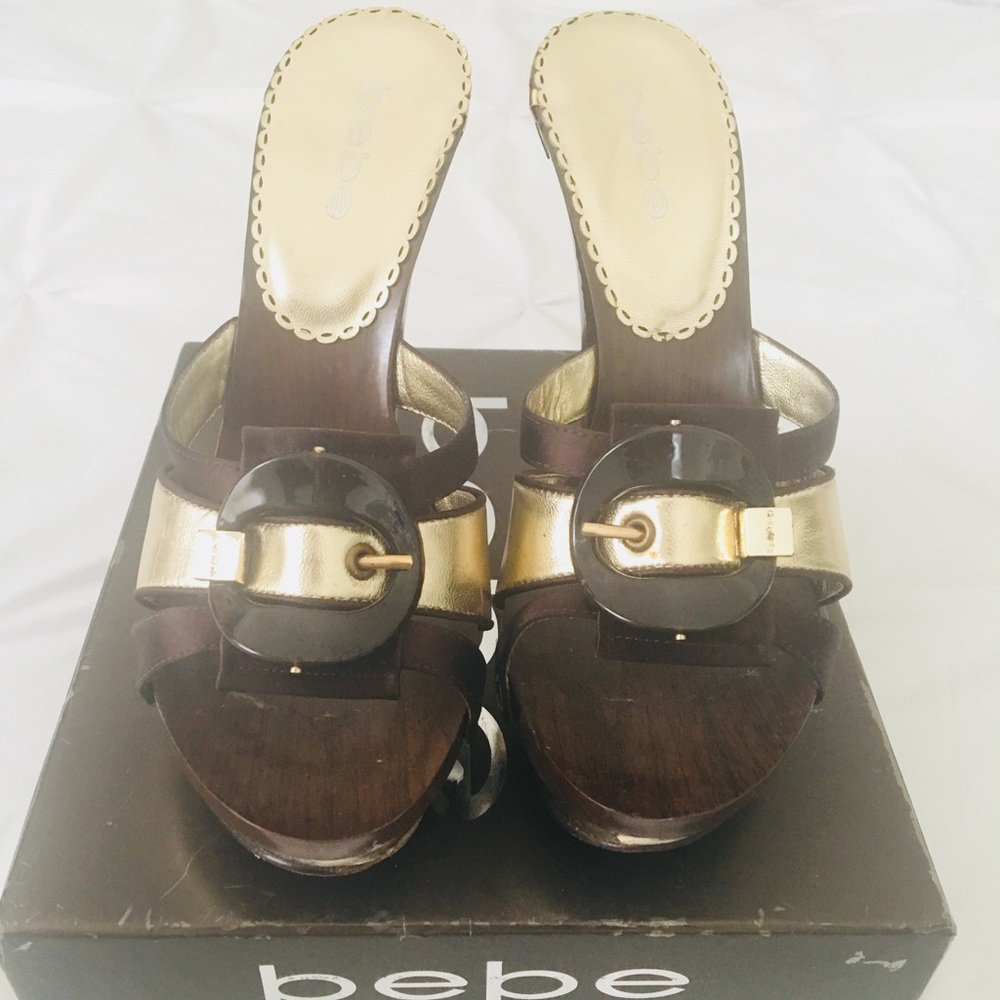 Bebe Greyson Brown Open Toe Heel
